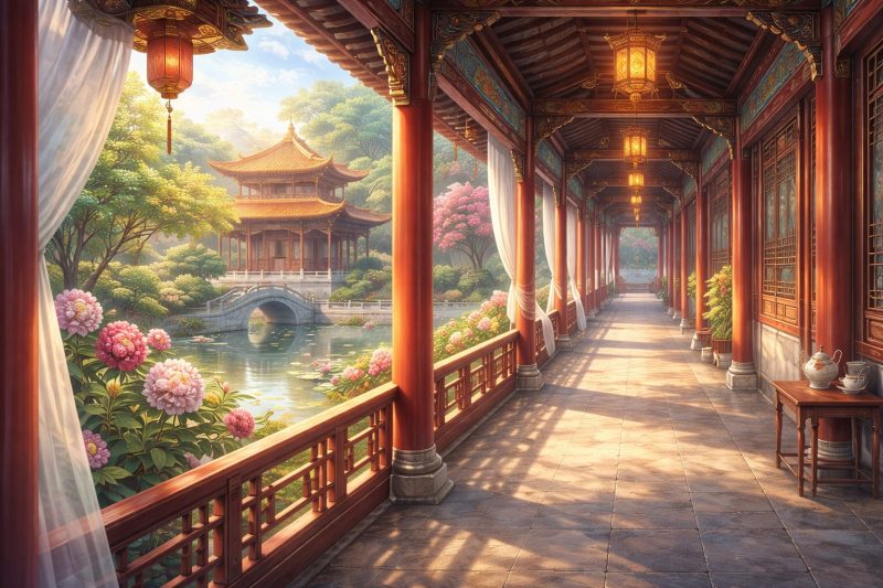 静かな後宮の回廊