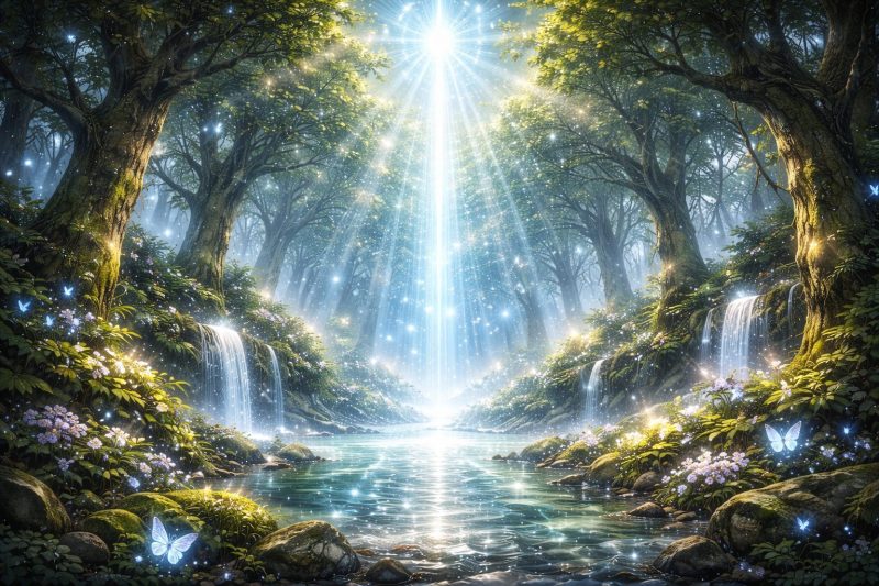 浄化の光が舞う森