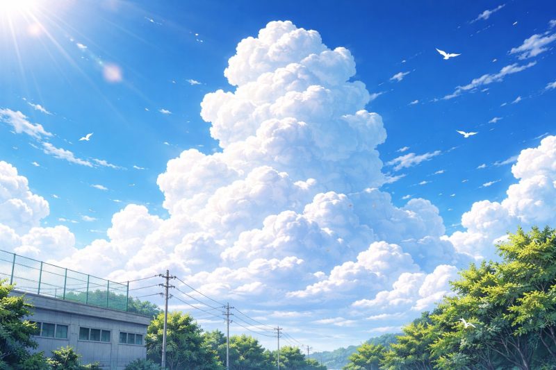 夏空と大きな入道雲