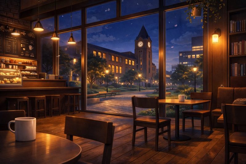 大学近くのカフェ