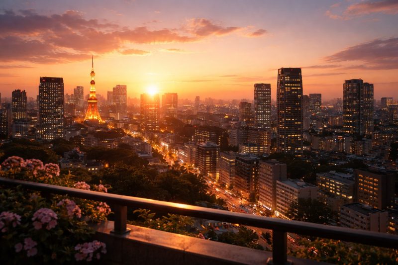 夕暮れの街並み