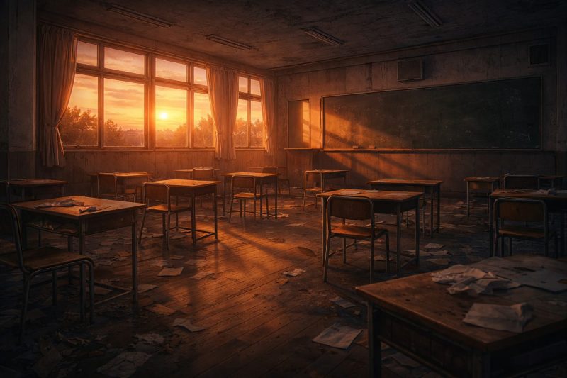夕暮れの静かな教室
