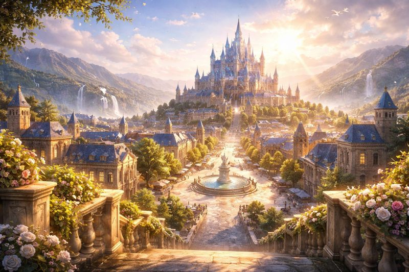 光に包まれた王都の景色