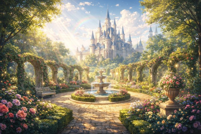 光差す城の庭園