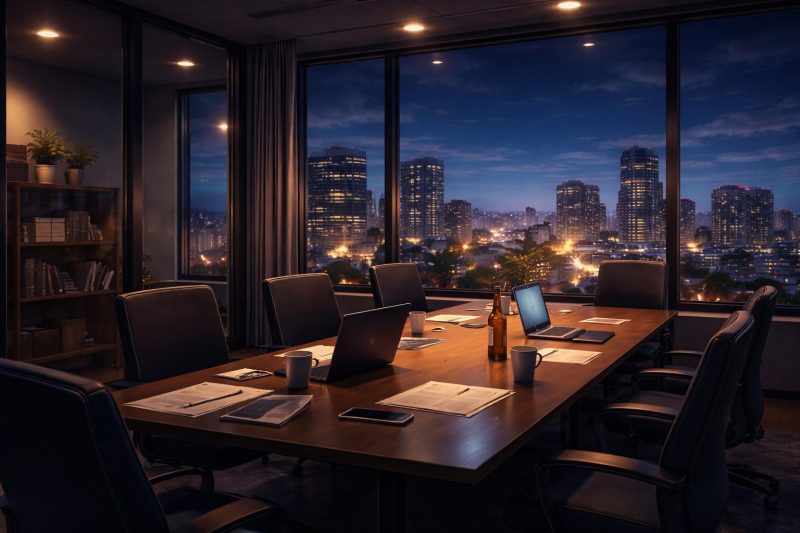 会社の夜の会議室