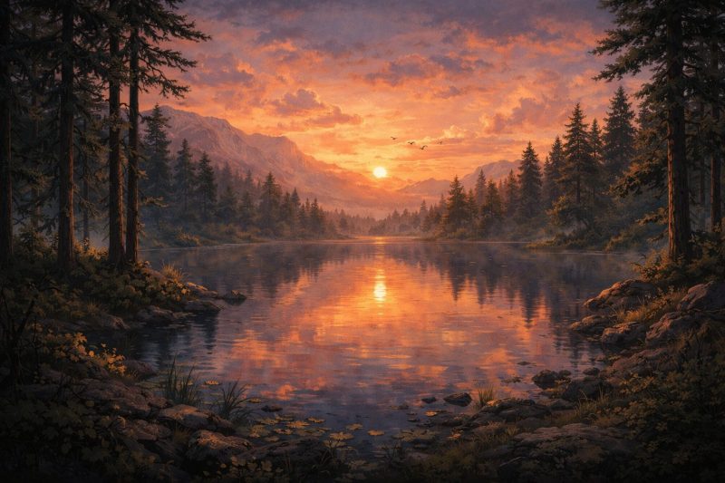 森の中の静かな湖