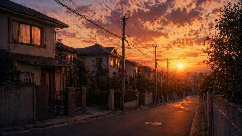 夕暮れの静かな住宅街