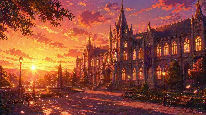 夕暮れの学園校舎