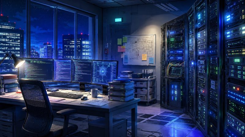 深夜のシステム室