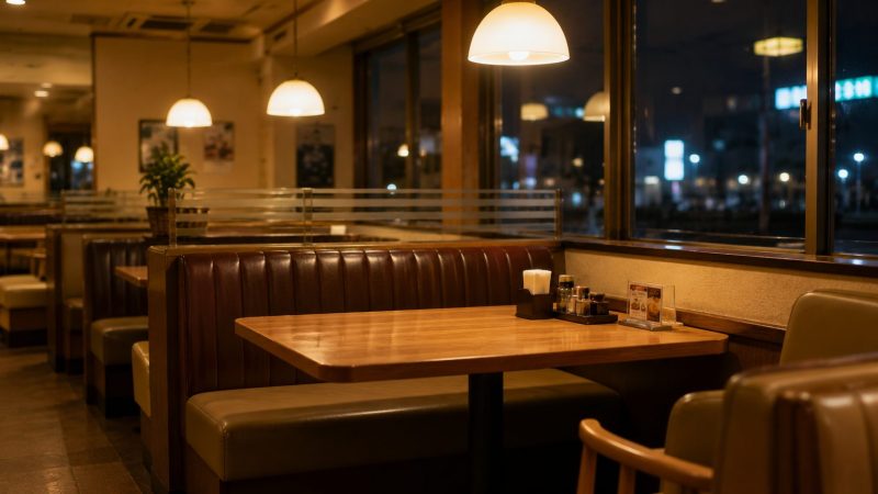 静かなファミレス店内