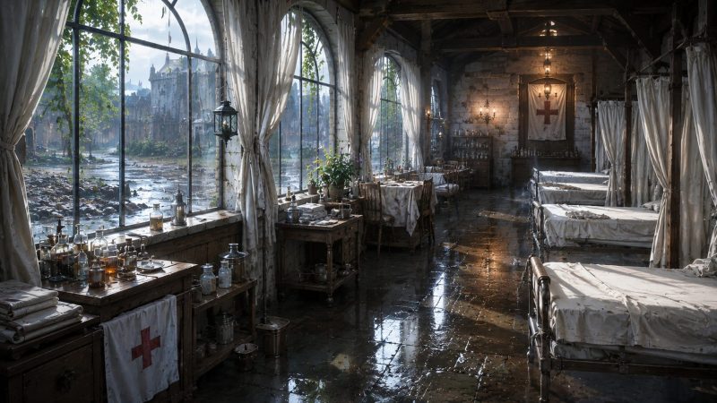 雨上がりの医療棟