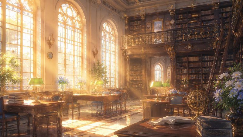 光差す学園図書館