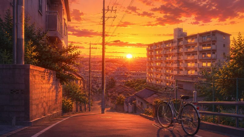 夕暮れ団地の帰り道