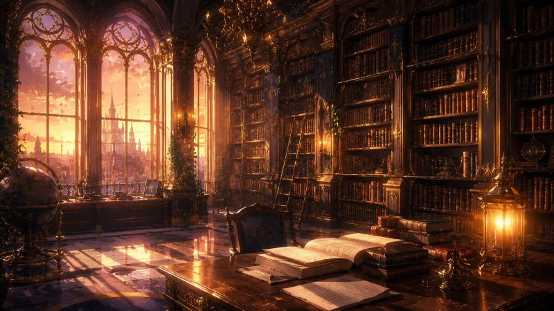 夕暮れの皇宮図書館