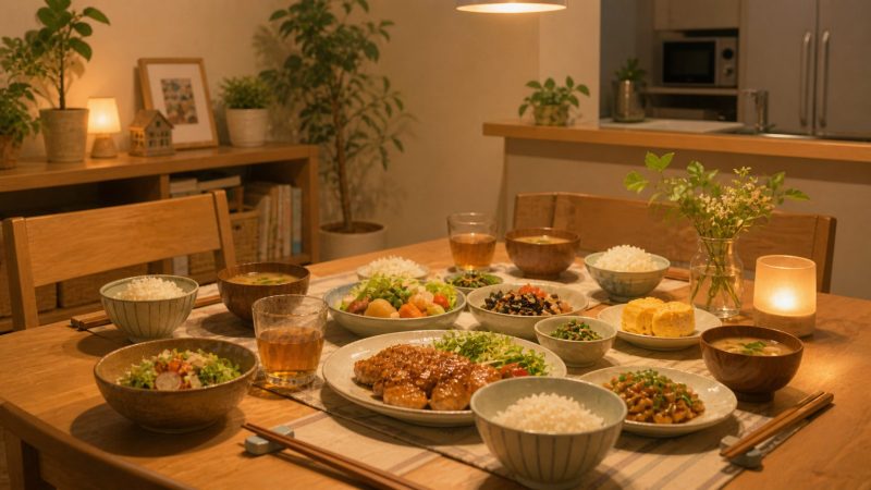 温かい夕食の食卓